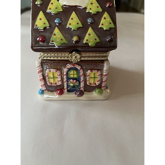 Mr Christmas Ceramic Gingerbread House Music Box Ornament Wind Up Deck The Halls - Picture 5 of 8